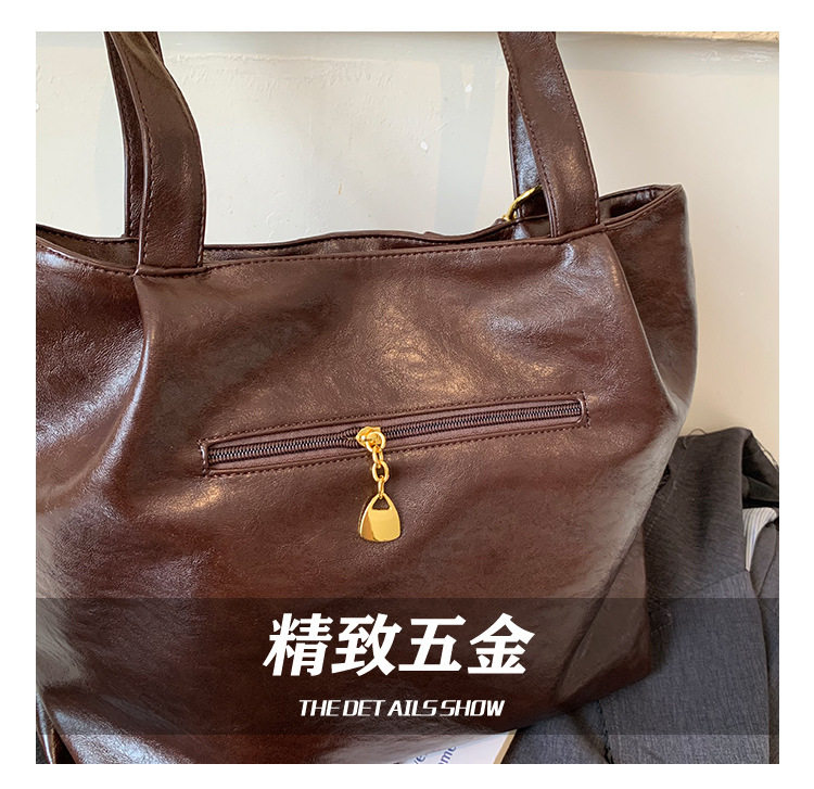 Túi tote nữ cỡ lớn dáng shopping, đeo vai hai quai, chất liệu PU mềm, phong cách công sở — Màu cà phê Không có mặt dây chuyền, Màu nâu không có mặt dây chuyền, Rượu vang đỏ không có mặt dây chuyền, kaki không có mặt dây chuyền chi tiết 5