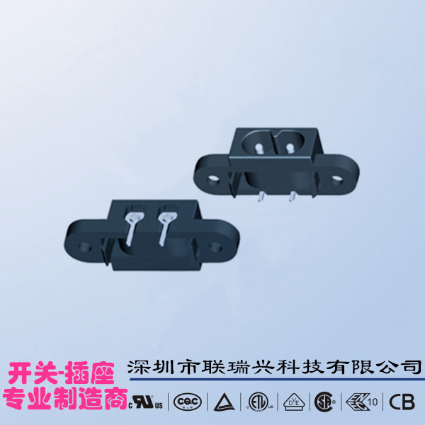 AC电源插座LRXTH插头DB-8-7GP9B多国认证器具电源母座带孔锁螺丝