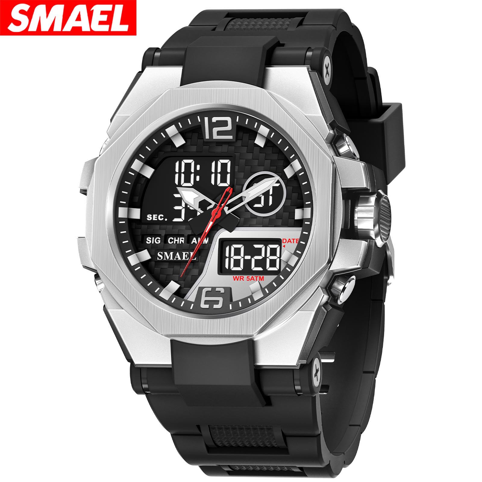 SMAEL Smaller tendencia al aire libre aleación táctica doble reloj de pulsera nocturna impermeable doble reloj electrónico 8103
