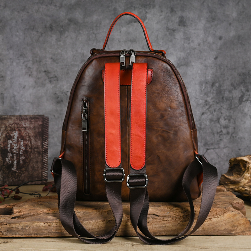 Balo da bò lớp đầu phong cách cổ điển, kích thước 28×13×30 cm — Màu đen