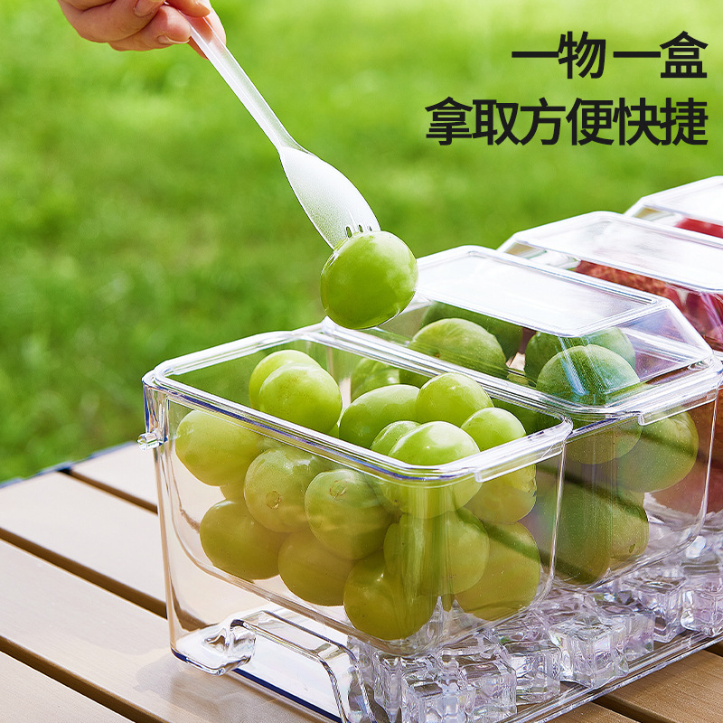 5区画サラダ収納ボックス 食品グレード アウトドアパーティー ピクニック用 分割アイスボックス 家庭用プラスチック冷蔵庫保存ボックス|undefined