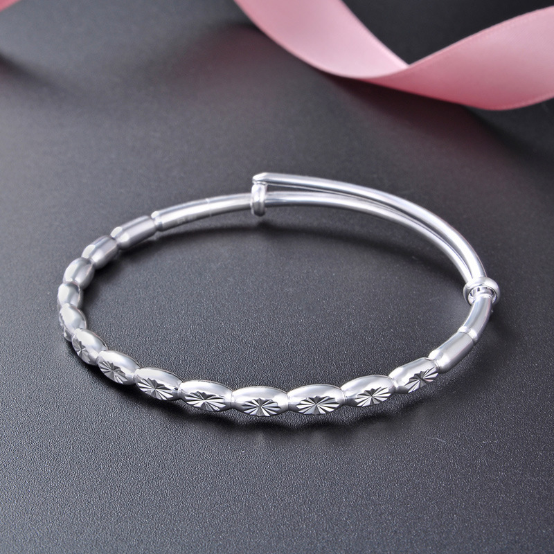 Brazalete de plata esterlina de bambú 999 pie de plata ajustable de bambú pulsera de plata regalo del día de la madre