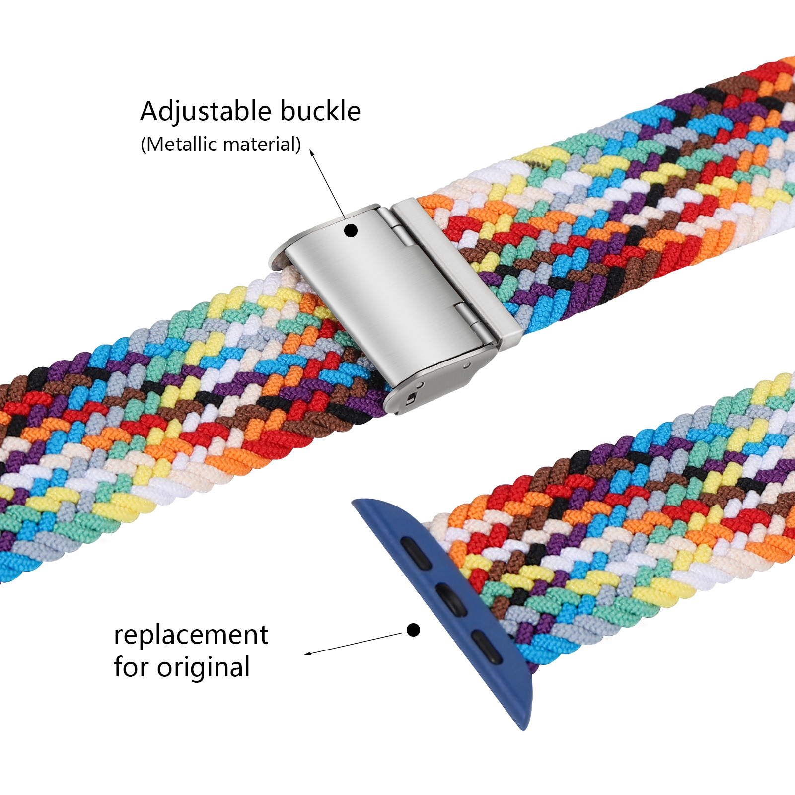 Mode Coloré Tissé Nylon Réglable Boucle En Plastique Tête  Montre Bracelet Iwatch Bracelet display picture 5