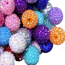20MM 随机混色彩色钻树脂球珠子 DIY仿树脂钻球散珠饰品配件