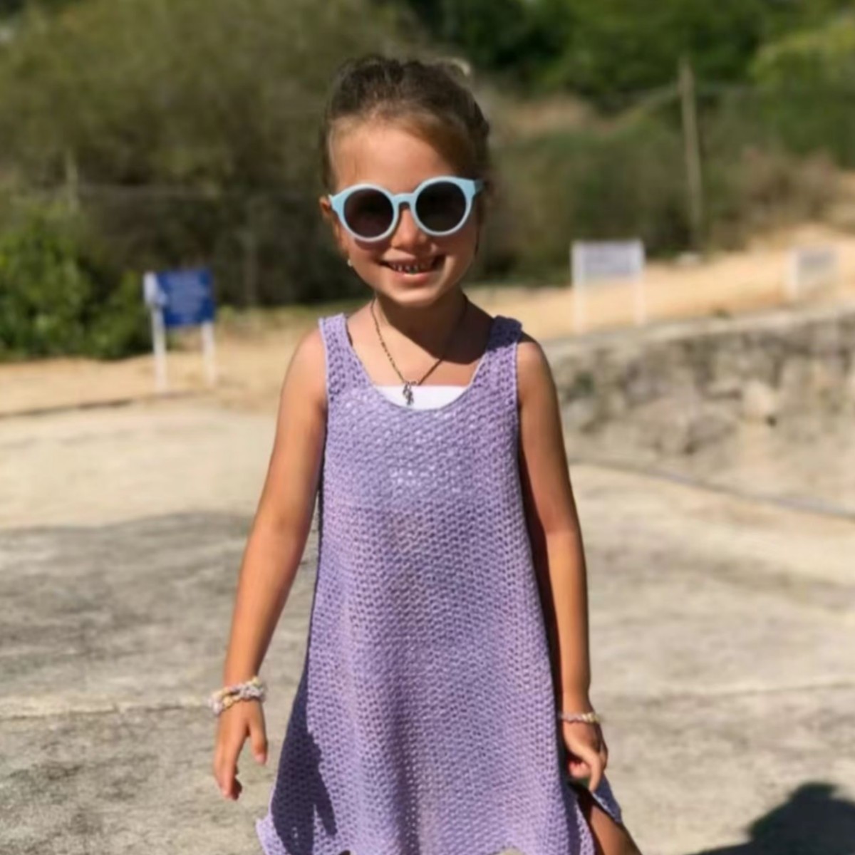 Neuer, modischer, lila gestrickter Badeanzug im französischen Stil, einteiliger Strandmantel für Kleinkinder (3-7 Jahre)_voghion.com