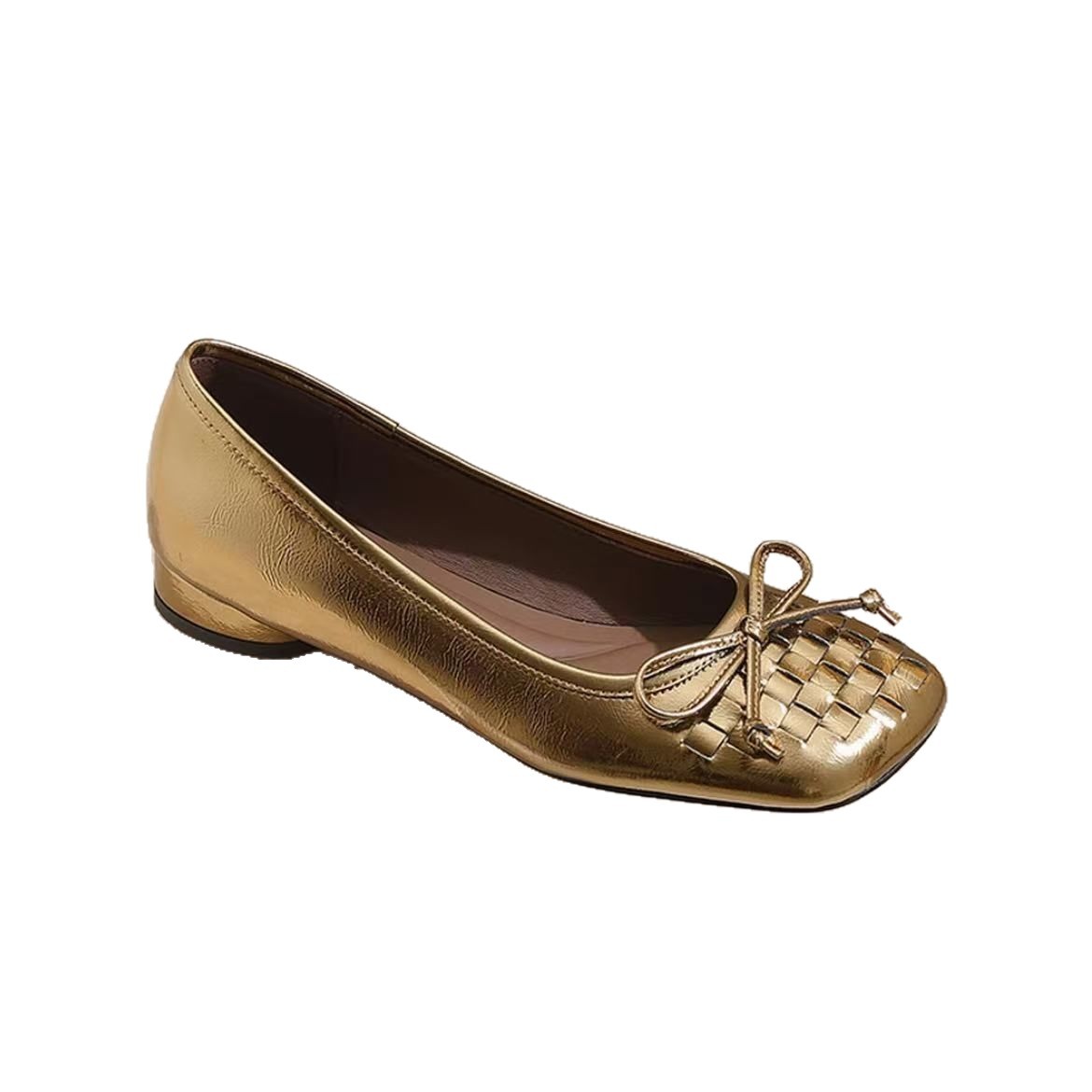 Zapatos trenzados de tacón bajo con suela suave, zapatos de arco francés para mujeres, 2026 primavera nuevos zapatos de cuero plano poco profundos