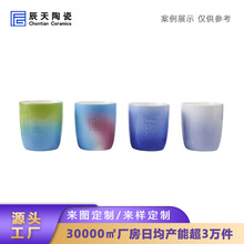 个性艺术感渐变浮雕LOGO陶瓷蜡烛杯定制高颜值家居装饰氛围感摆件