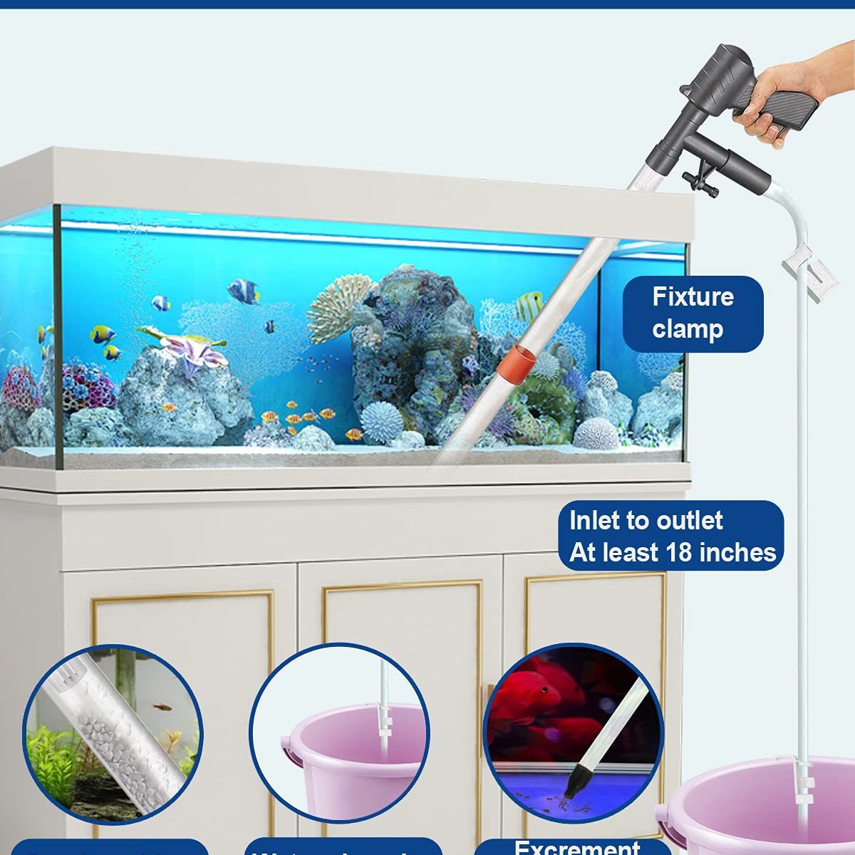 Cambiador de Agua y Limpiador de Arena, Neumático, Semiautomático