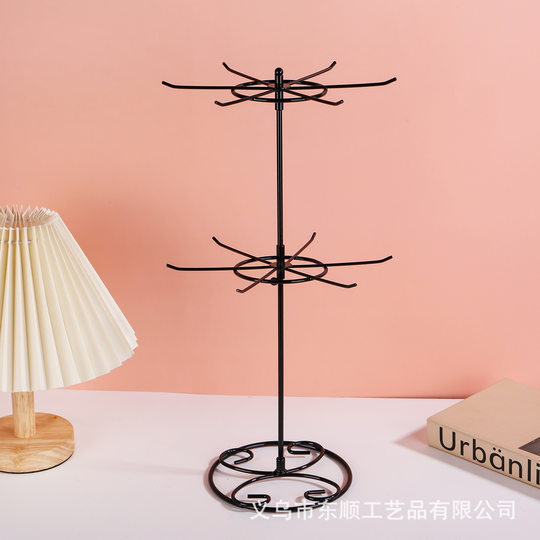 Factory wholesale wrought iron double rotating jewelry rack jewelry rack bracelet earrings rack metal display rack