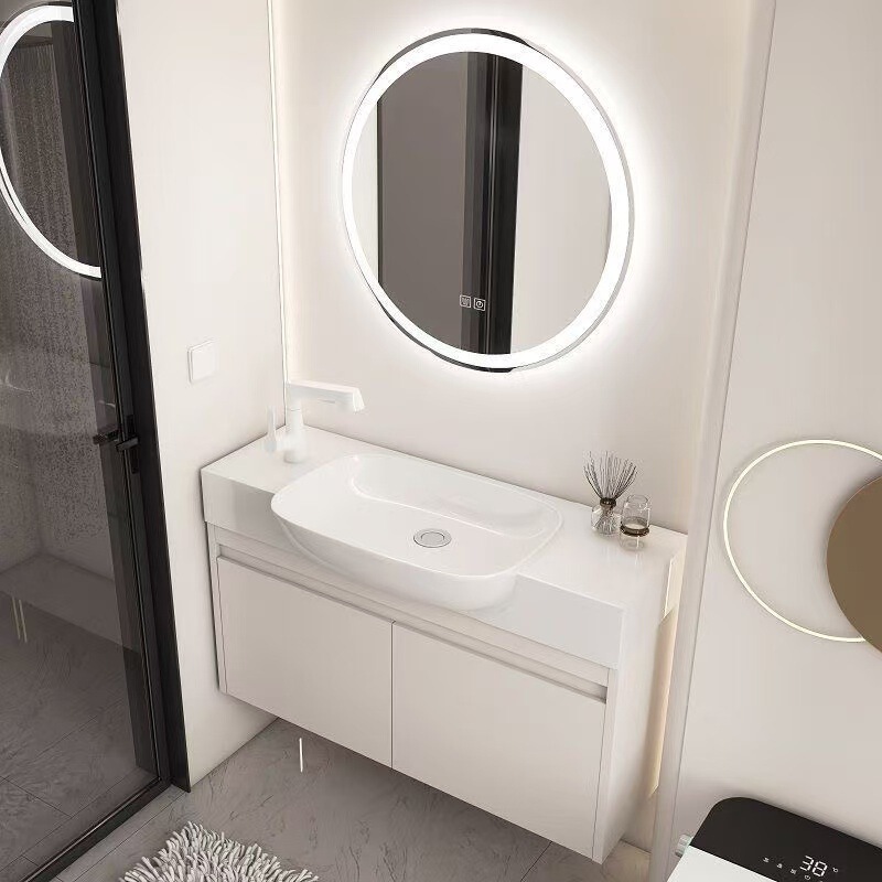 Ultra-narrow edge space aluminum bathroom cabinet with integrated ceramic basin, suitable for small-sized bathrooms Ultra-narrow edge space aluminum bathroom cabinet with integrated ceramic basin, suitable for small-sized bathrooms