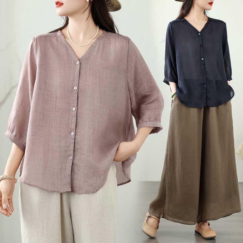 Summer thin solid color shirt