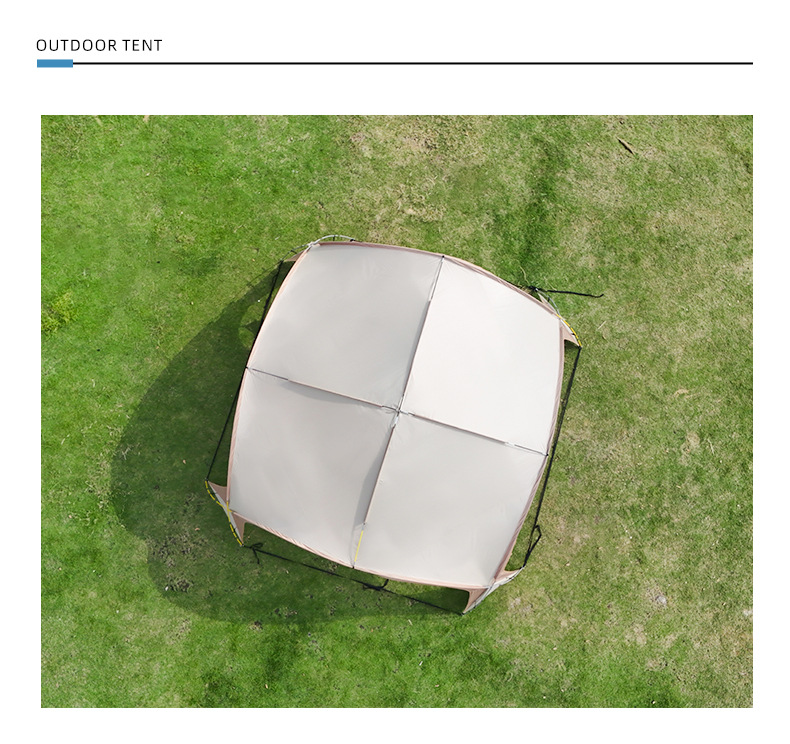 Customized Four-Sided Ventilation Dome Outdoor Canopy for Multi-Person Camping, Sunshade Silver-Coated Large Tent, Rainproof Canopy