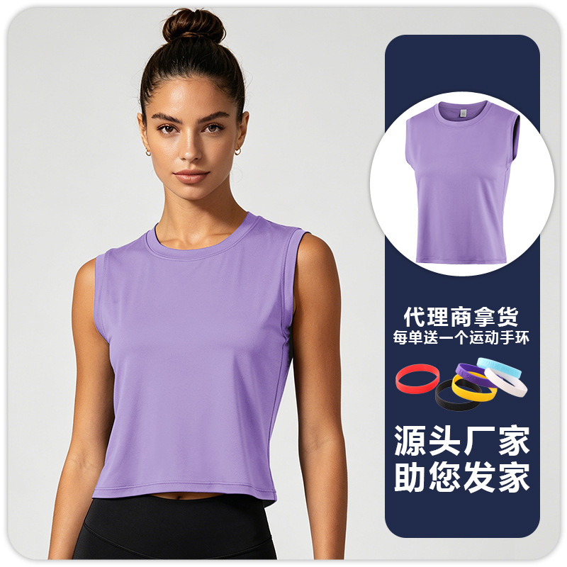 F8217 chaleco de yoga de mujer con deporte para correr succión de sudor transpirable sin mangas ajustado trajes de gimnasio de maratón