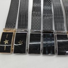 跨境麦穗五角星男士皮带全卡槽牛筋可调节腰带商务高档货源批发