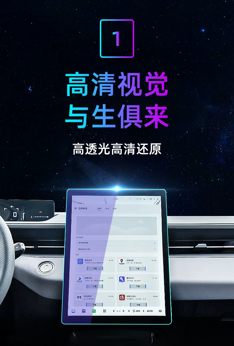 Suitable for Eado PHEV: tempered glass screen protector for the central control screen, car navigation screen, and instrument panel. 25