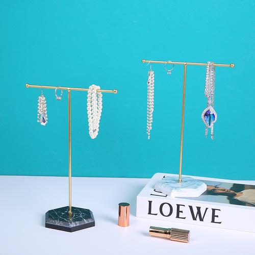Metal T-shaped jewelry rack shop counter desktop placement necklaces and earrings storage furnishings simple iron art crafts