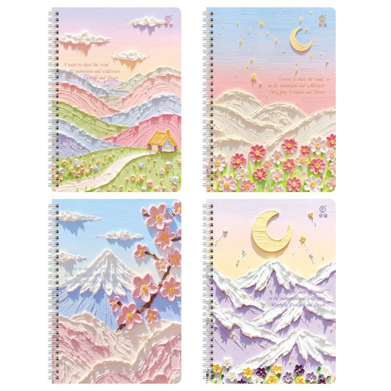 Pintura al óleo creativa viento a5 bobina cuaderno de cuadernos de estudiantes de escuela primaria cuadernos de ejercicios de alto valor de cara cuaderno al por mayor
