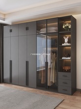 轻奢玻璃门实木衣柜家用卧室现代简约衣帽间组合三四五六八门衣橱