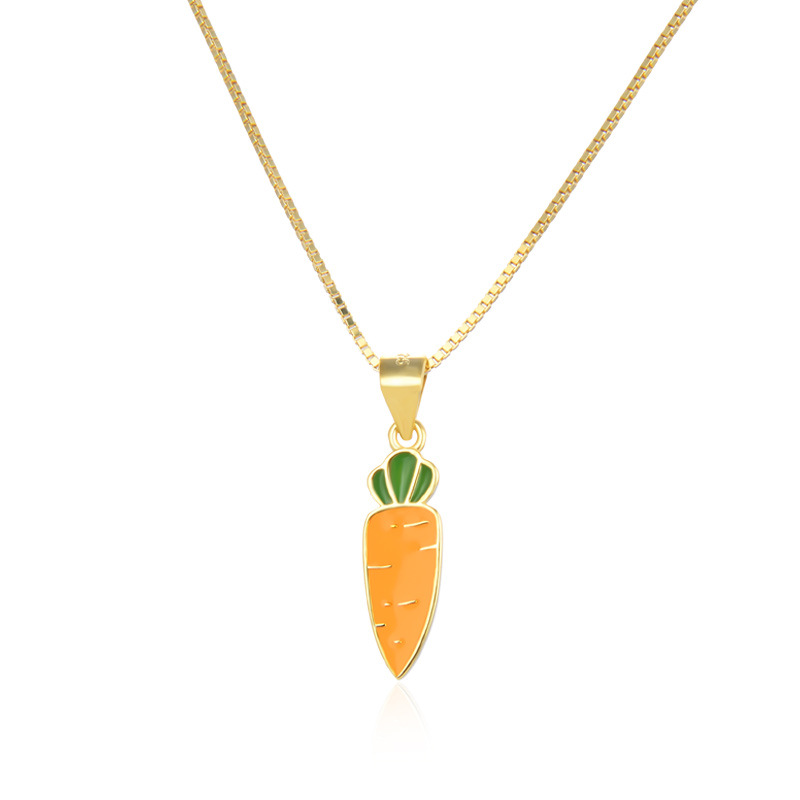 Amazon venta transfronteriza caliente 925 collar de plata esterlina para mujeres fresco simple dibujos animados verduras pequeñas zanahorias colgante goteo de aceite