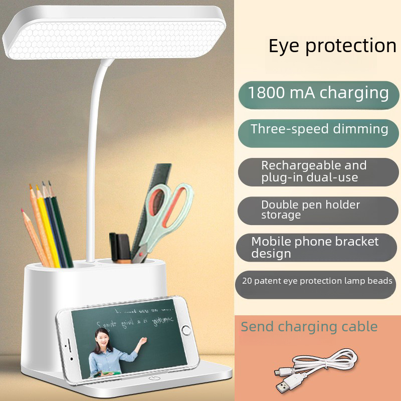 Learning Desk Lamp for Homework, Specialized Eye Protection, Dual Charging, Dormitory Desk Lamp for Children, Vision Protection Reading Lamp