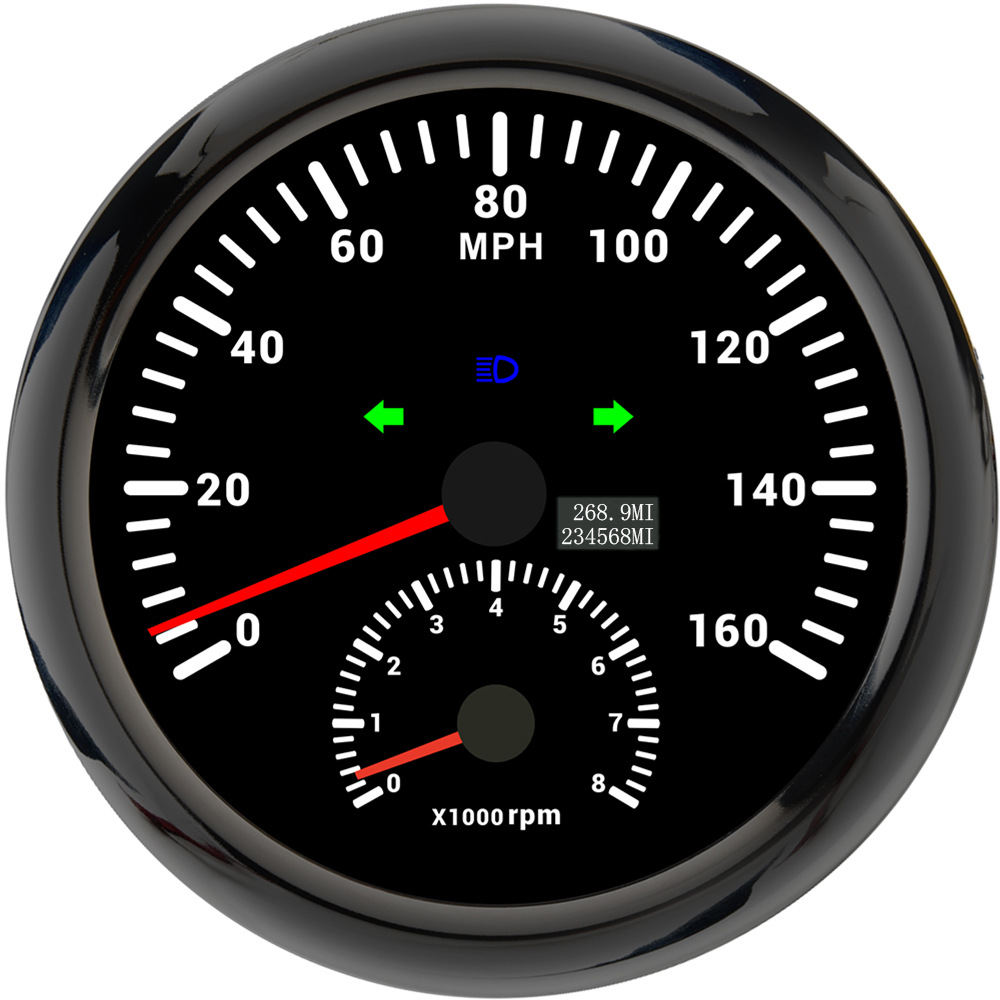 automobile instrument | Erheyi GPS Speedometer - black-frame-black-background-0-160mph