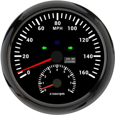automobile instrument | hot-selling two-in-one meter 110mmGPS - black-frame-black-bottom-0-160mph