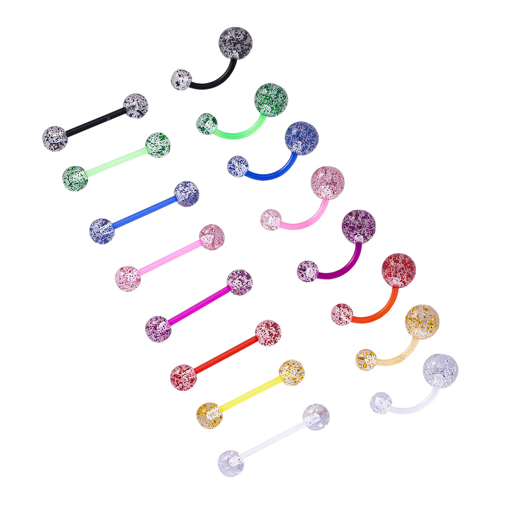 Direct Sales From The Manufacturer: Cross-border Acrylic Transparent Glitter Navel Tongue Rings, UV Soft Rods, High-end_voghion.com