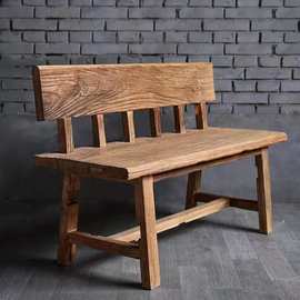 老榆木风化长椅靠背旧长凳餐凳木板家用长椅子高椅风化纹理长条凳