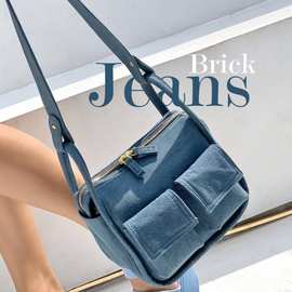 JEANS牛仔女包包2023新款帆布单肩斜跨包亚马逊热卖款工厂直供bag