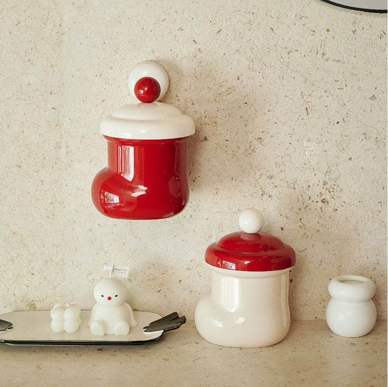 Christmas Small Boots Wall Hanging Suction Cup with Lid Trash Can Bathroom Discarded Face Towel Storage Bucket Desktop Small Ornaments Christmas Small Boots Wall Hanging Suction Cup with Lid Trash Can Bathroom Discarded Face Towel Storage Bucket Desktop Small Ornaments