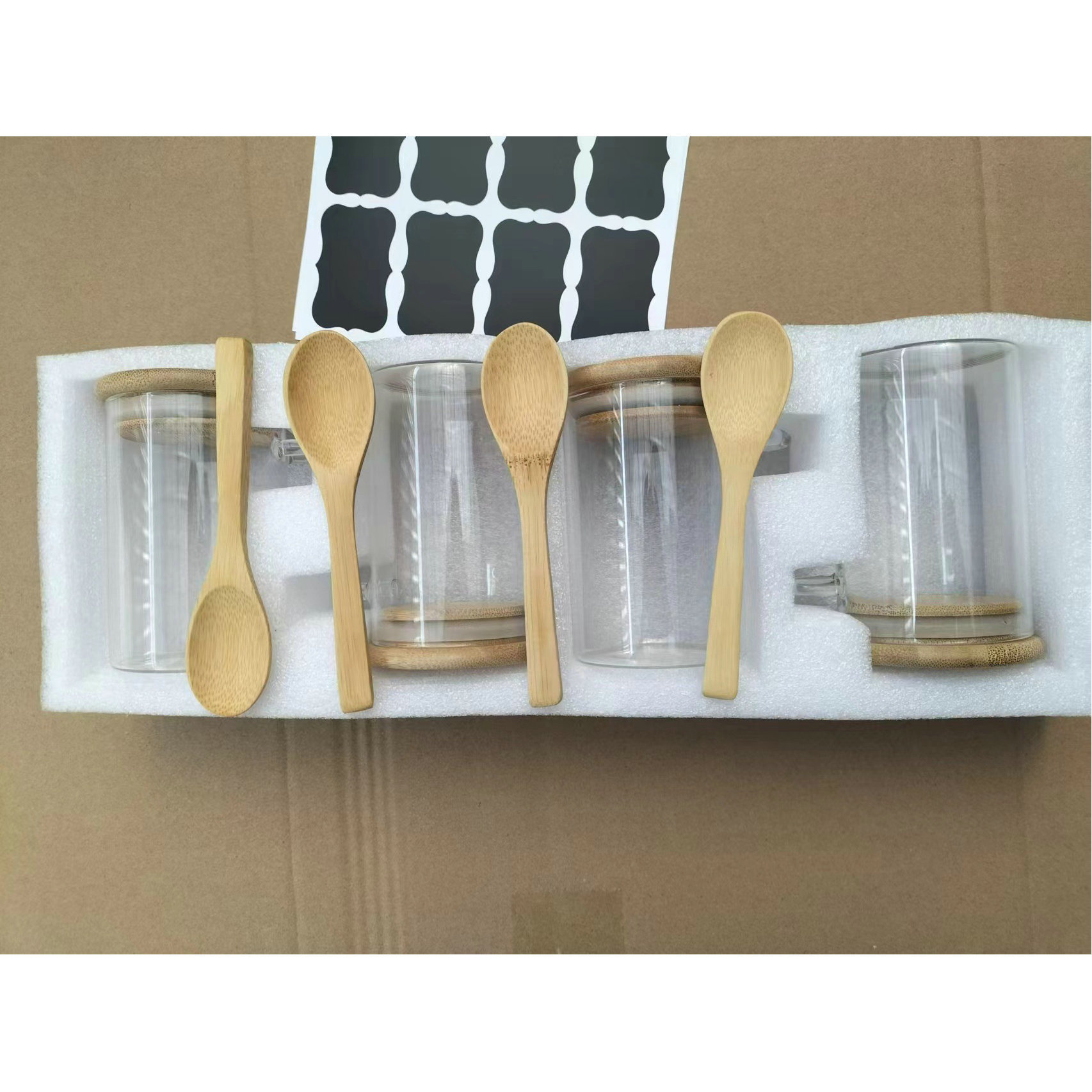 Frasco de vidrio borosilicato cuadrado, hermético para alimentos