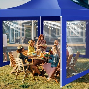 1 Piece 3m 74.7* 118inch Transparent Blue Pop-Up Folding Tent Side Wall, Suitable for 10*10