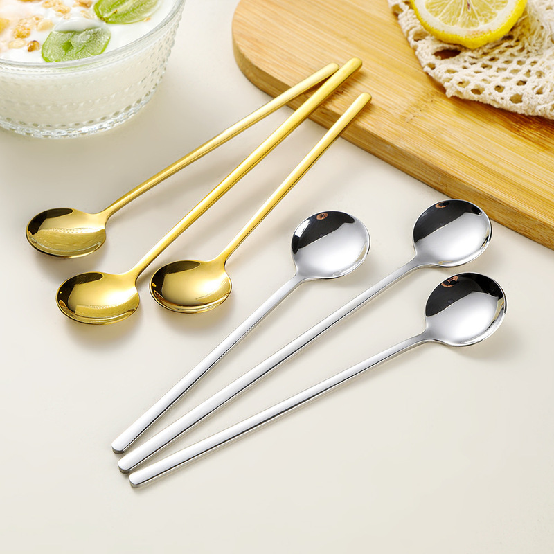 Carefully Selected 304 Stainless Steel Small Spoons, High-Quality Gold-Colored Round Spoons, Cross-Border Spoons, Stainless Steel Long-Handled Spoons, Coffee Spoons Carefully Selected 304 Stainless Steel Small Spoons, High-Quality Gold-Colored Round Spoons, Cross-Border Spoons, Stainless Steel Long-Handled Spoons, Coffee Spoons