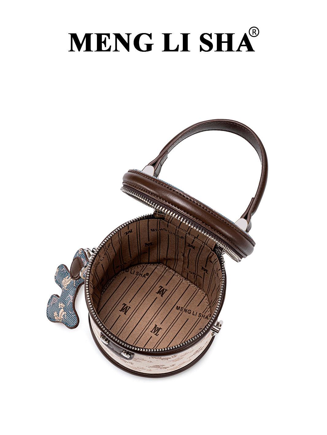 Túi bucket nữ xách tay in họa tiết cổ điển Âu Mỹ, đeo chéo một bên vai đi làm