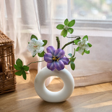 杜鹃假花仿真花绿植摆设家居陶瓷餐桌装饰品摆件轻奢仿生花艺摆件