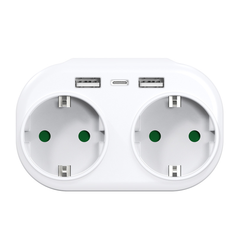 Standard USB Plug Multi-Port Converter Smart One-to-Two European Multi-Function Socket Germany_voghion.com