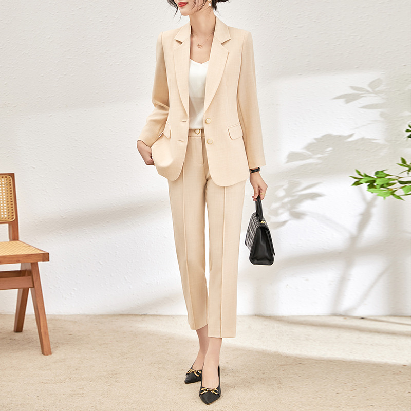 GraceChic 2401107-Nanyou Blazer elegante professionale di alta qualità + pantaloni a gamba dritta, abito da donna in due pezzi_voghion.com