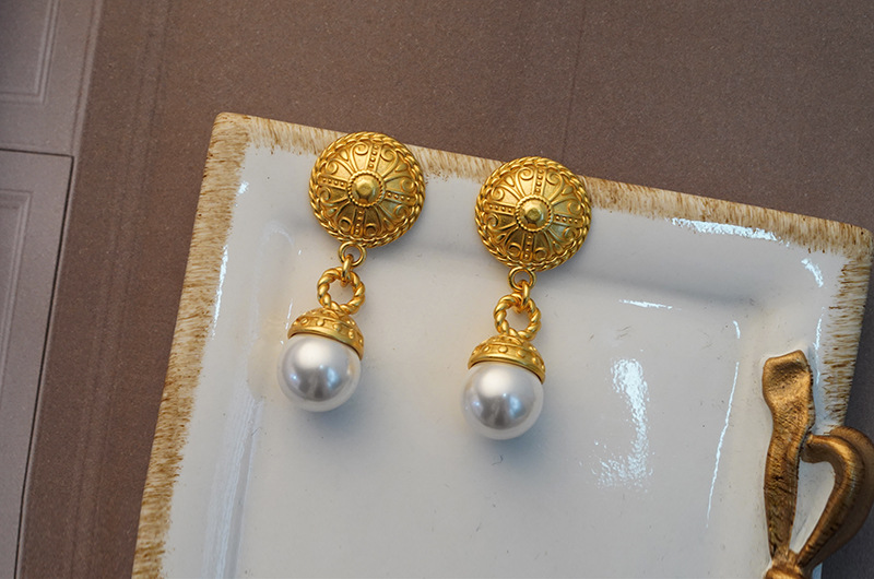 Vintage Style Water Droplets Pearl Copper Plating Drop Earrings 1 Pair