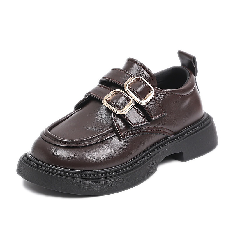 Zapatos de cuero para niñas 2025 primavera y otoño nuevos zapatos de princesa para niños moda negra estilo británico zapatos lofu zapatos individuales para niños marea
