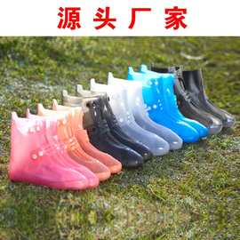 双排扣雨天加厚防雨鞋套防滑耐磨儿童水鞋男女成人硅胶防水雨靴套