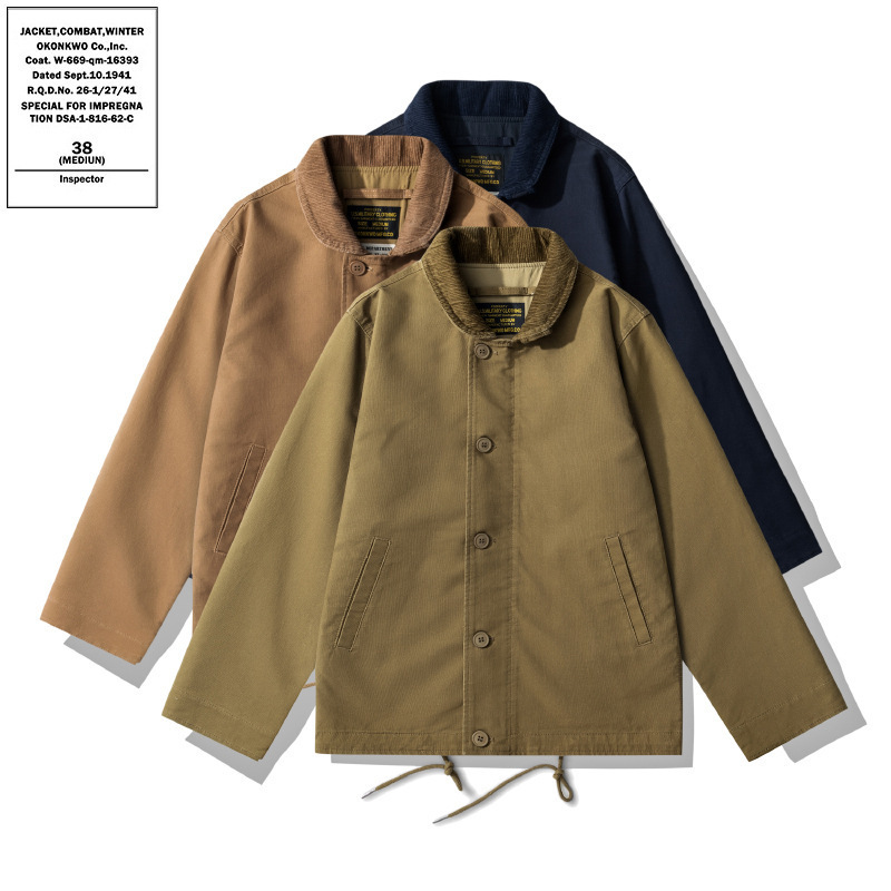 Okonkwo Navy N-1 Deck Jacket Deck Jacket Thin Stand Collar Jacket Ami Khaki Okonkwo Navy N-1 Deck Jacket Deck Jacket Thin Stand Collar Jacket Ami Khaki