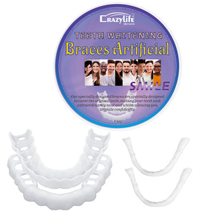 Crazylife in stock and fast delivery upper and lower teeth simulation denture cover silicone fake teeth decorative round box packaging