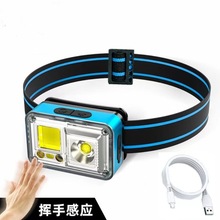 跨境 可充電戶外遠射頭戴式雙鋰電超長續航夜釣魚礦燈強光頭燈