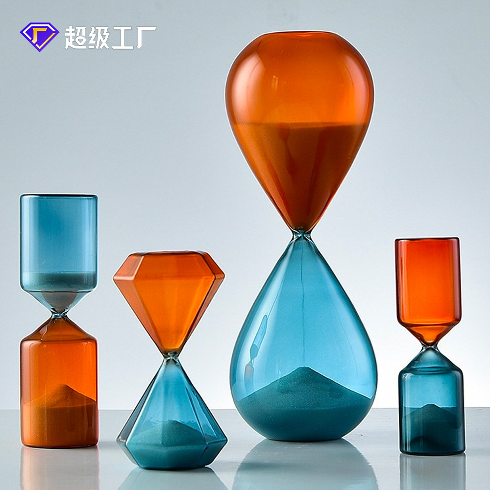 Nordic hogar reloj de arena de vidrio de color temporizador de dos colores creativo regalo de la decoración de la temporada de graduación regalo del Día de San Valentín
