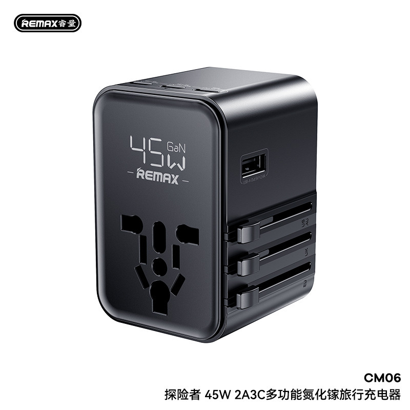 Remax Explorer 45W Gallium Nitride 2A3C Vientiane Travel Adapter Charger Us, Europe, Uk and Australian Regulations Cm06