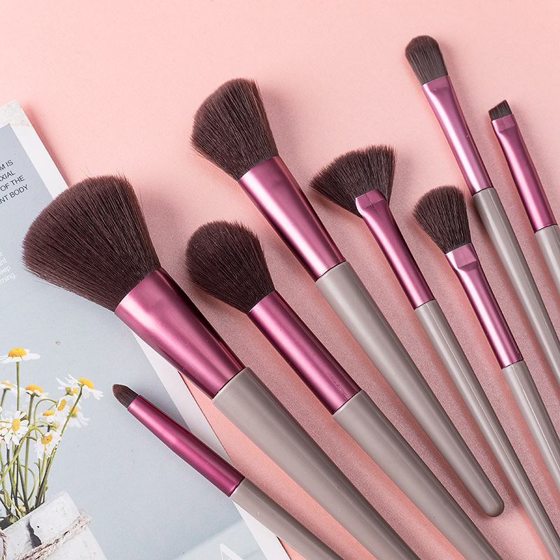 Nuevo ocho cerezas conjunto de maquillaje cepillo de polvo suelto cepillo de sombra de ojos cepillo de cejas Fundación Blush corrector conjunto cepillo de maquillaje