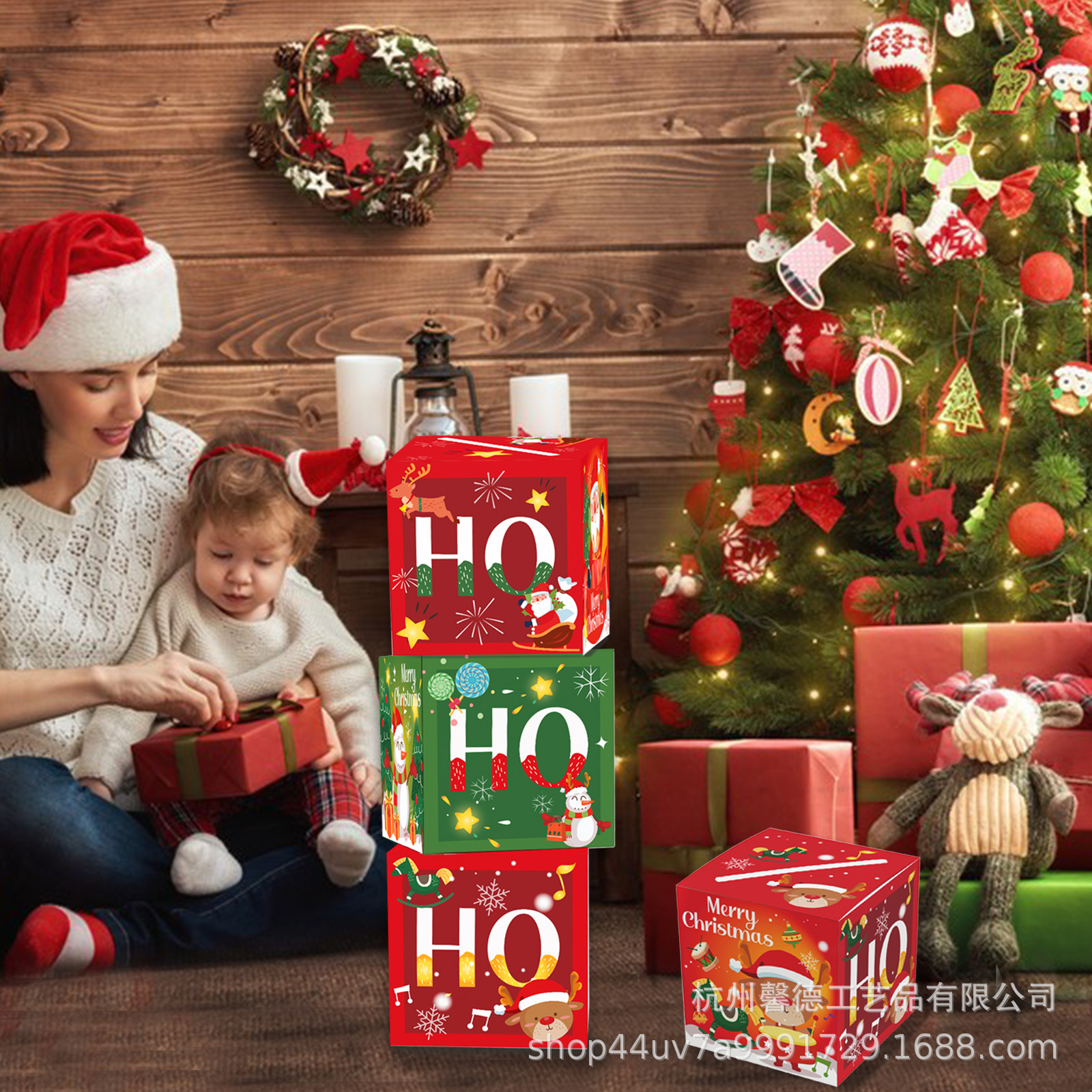 BX004亚马逊 圣诞节快乐 Merry Christmas派对贺卡收集箱装饰礼盒