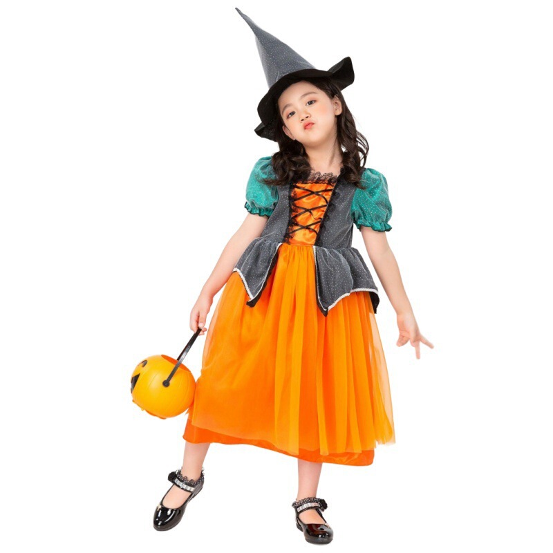 Halloween New Cosplay Kidsren's Costumes Masquerade Pumpkin Witch Costume Party Princess Dress
