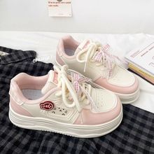 校园风爆款蝴蝶结小白鞋女2025新款厚底增高运动面包鞋轻便休闲鞋