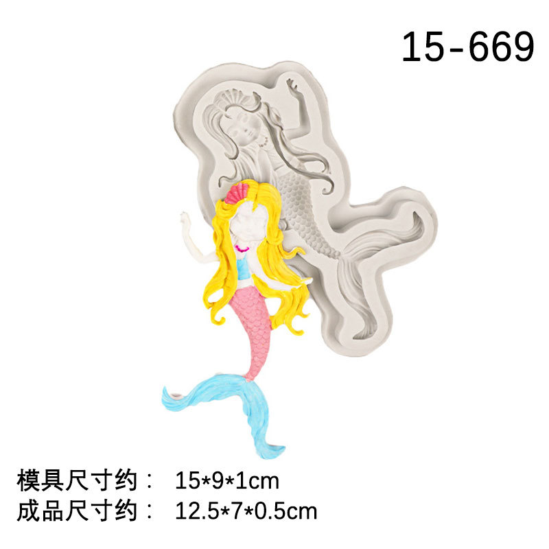 Cola de sirena Barco Pirata barco fondant cake chocolate líquido decoración molde DIY para hornear